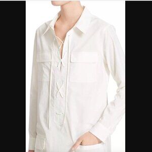 Equipment Femme Knox Linen Mini Shirt Dress White Sz. M